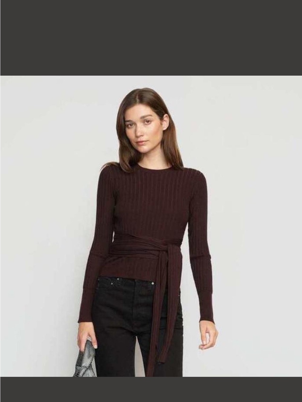 Modern citizen Deniza Tie-Front Ribbed Sweater - Mulberry / M
